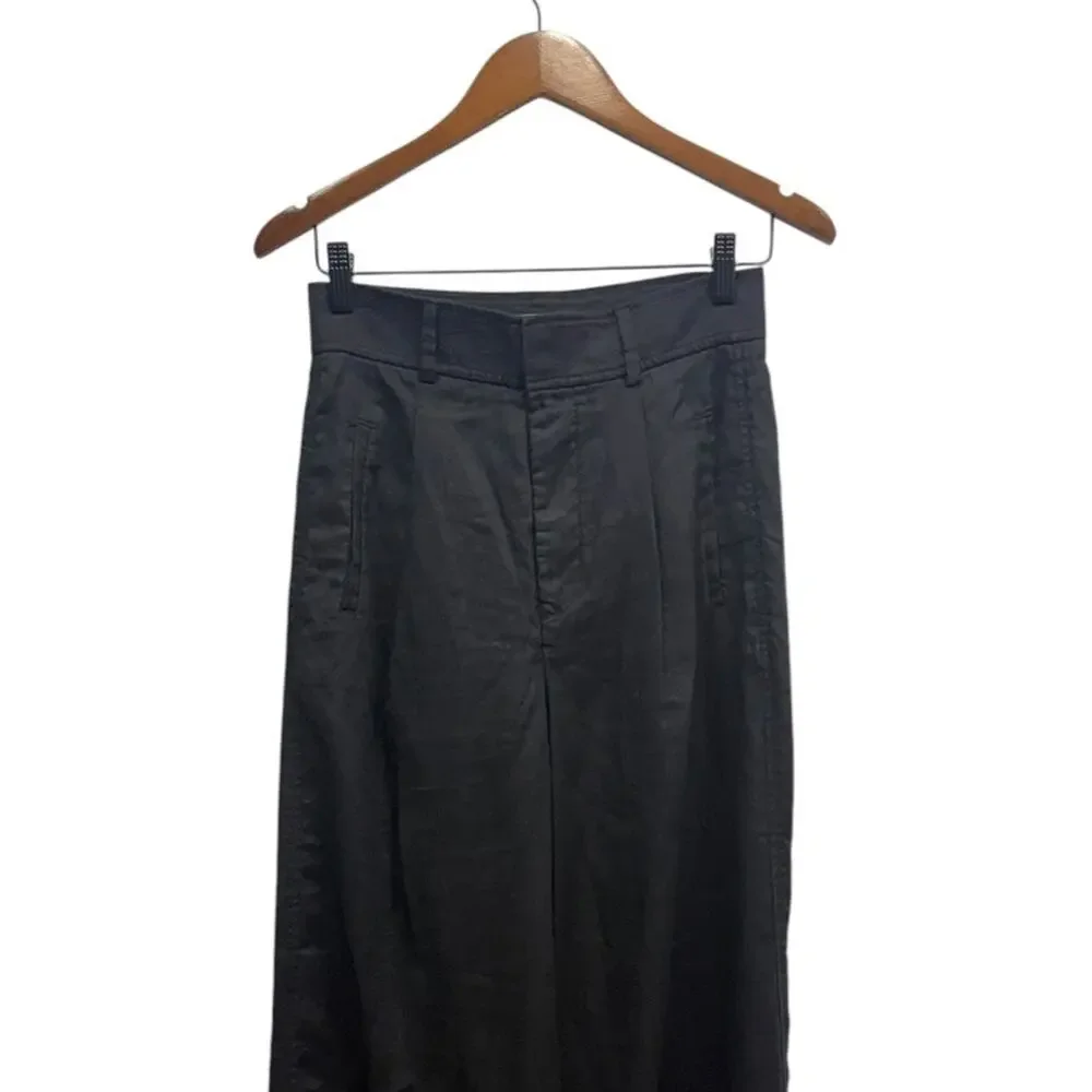 Everlane The Linen Way-High Wide Leg Drape Pants in Black size 2